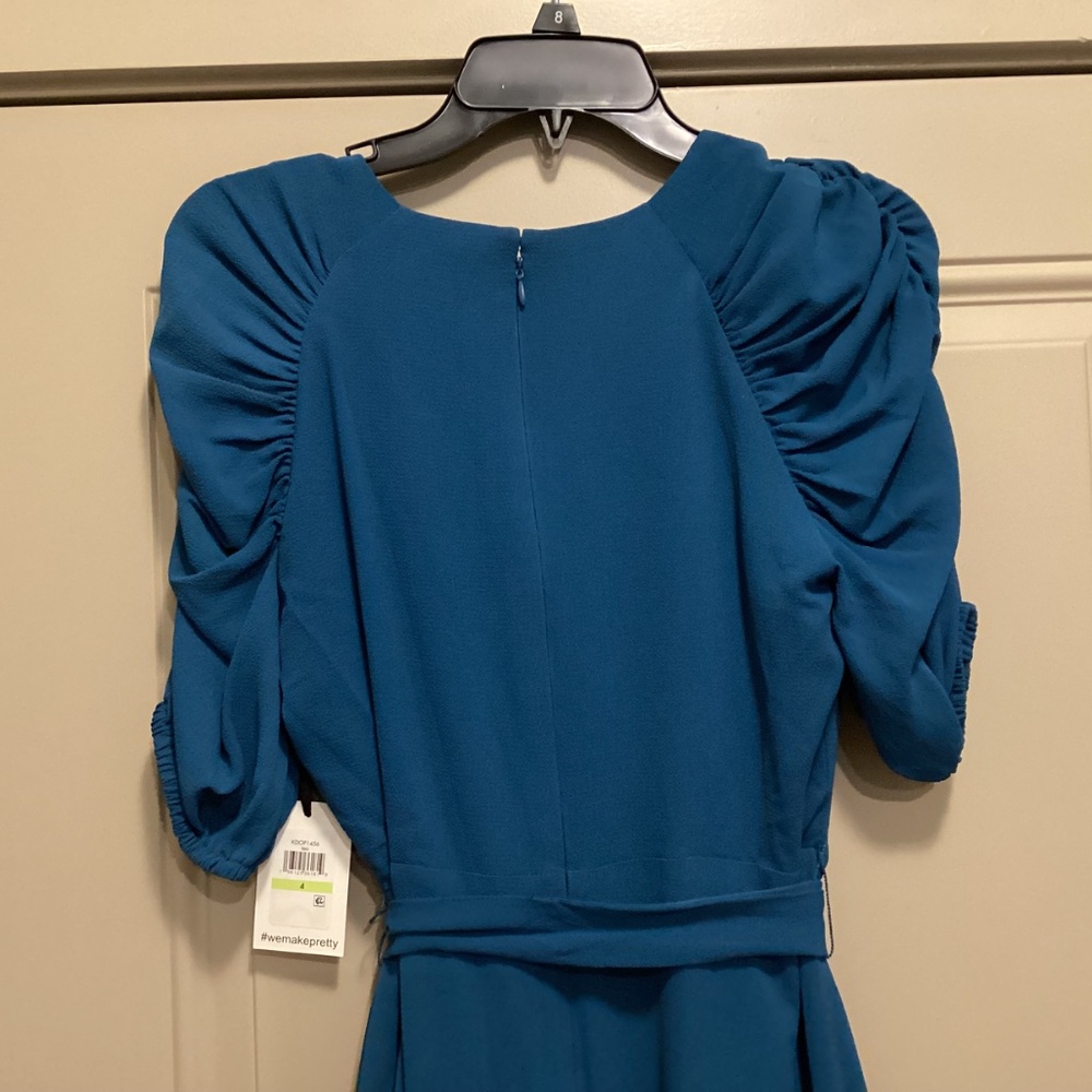 Kensie Pebble Puff Sleeve Crepe Faux Wrap Dress, size 4 - Picture 9 of 16